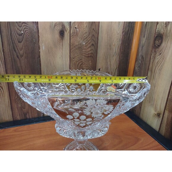 Vintage Anna Hutte Bleikristal Lead Crystal & gold Footed Bowl Leaf - Picture 5 of 9